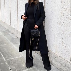 NWT ZARA LONG BLACK LONG WINTER COAT JACKET Tailored Fitted M Blogger favorite